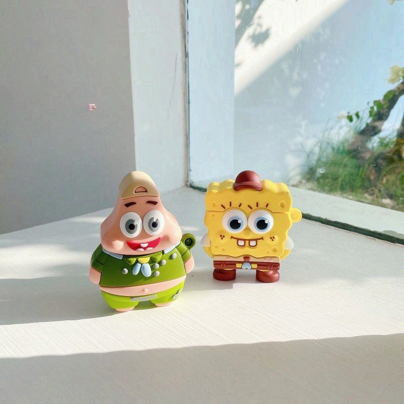Wireless Earbuds Case - Cute SpongeBob Creative Silicone Case for