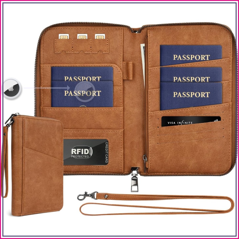 Airtag Holder Case - RFID Travel Document Organizer for Women