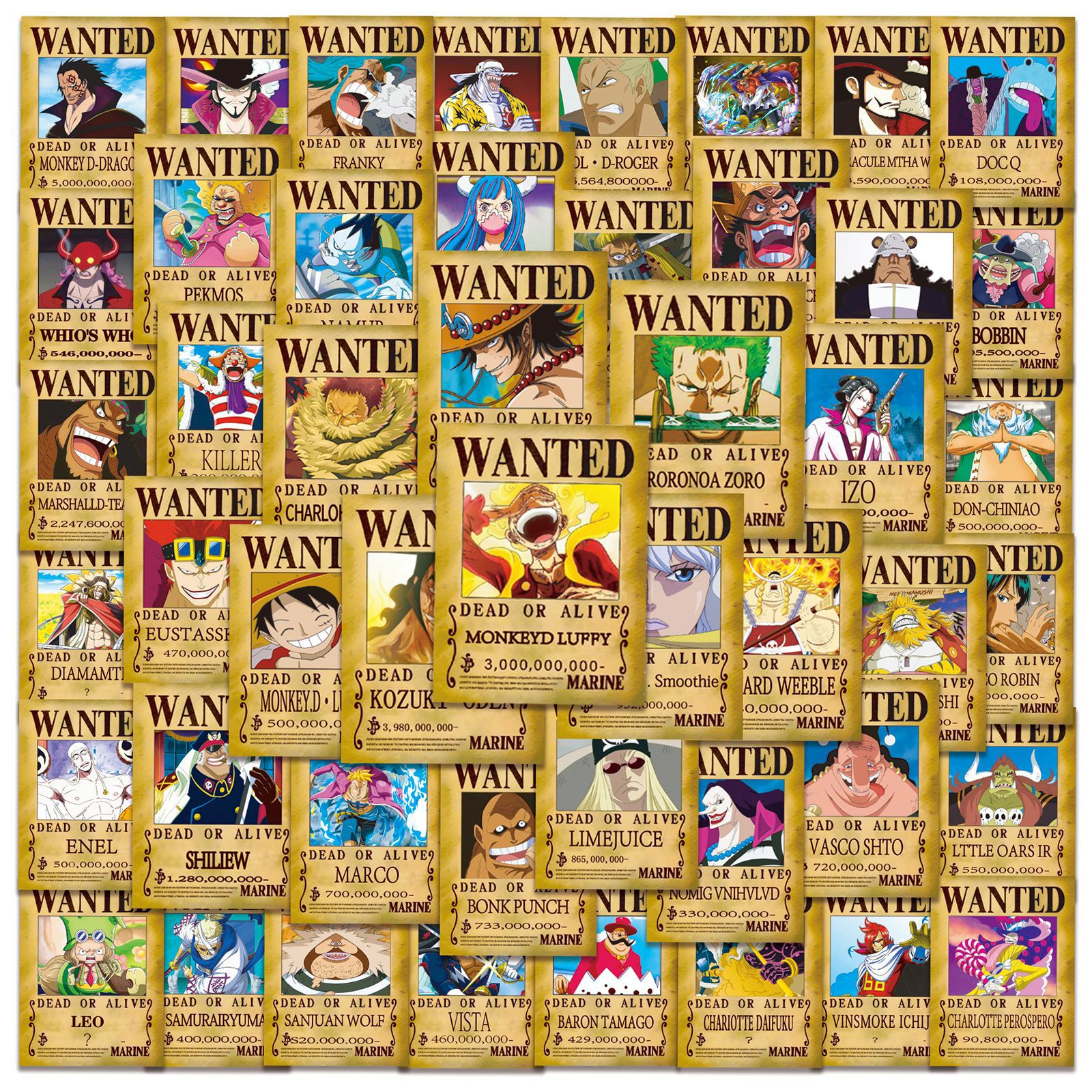 50pcs Anime ONE PIECE Wanted P - Phone Accessories Poster ulasan dan harga