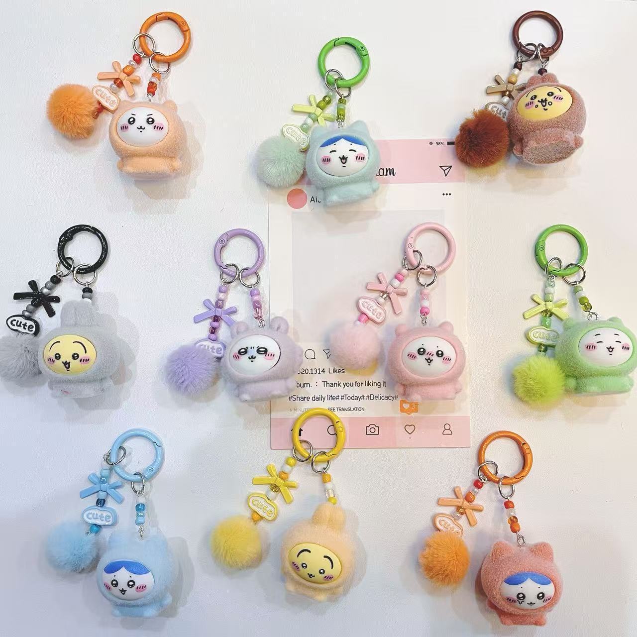 yiji Flocked Cartoon Keychain  - Phone Accessories For Girls ulasan dan harga
