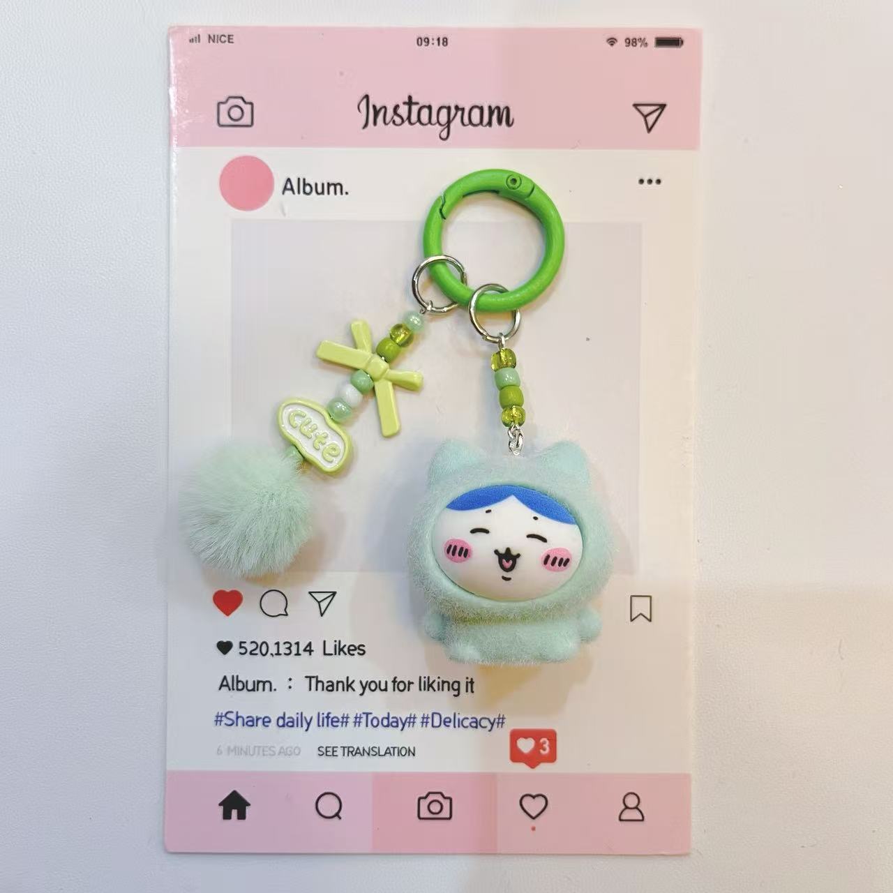 yiji Flocked Cartoon Keychain  - Phone Accessories For Girls ulasan dan harga