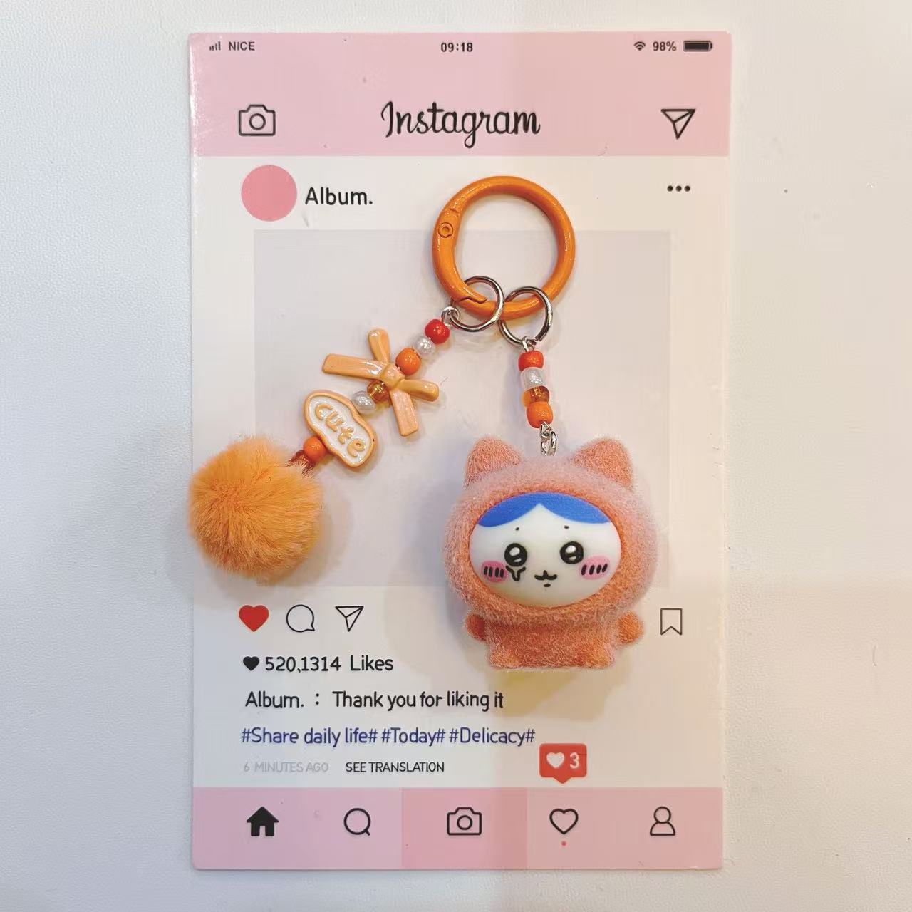 yiji Flocked Cartoon Keychain  - Phone Accessories For Girls ulasan dan harga