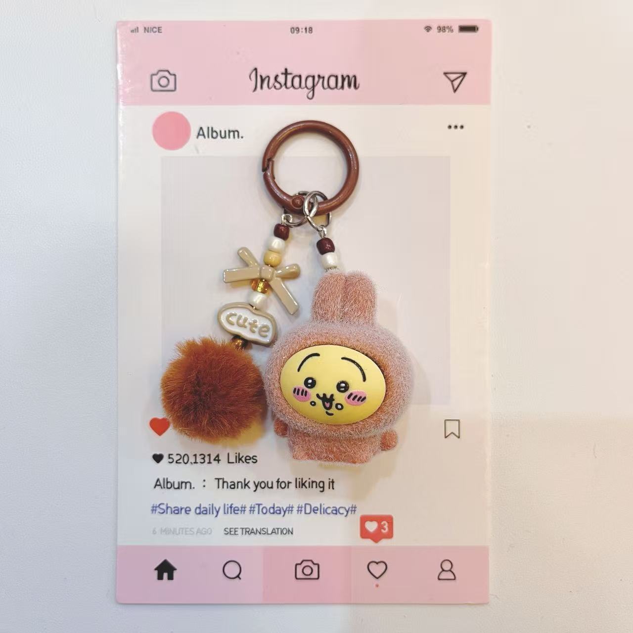 yiji Flocked Cartoon Keychain  - Phone Accessories For Girls ulasan dan harga
