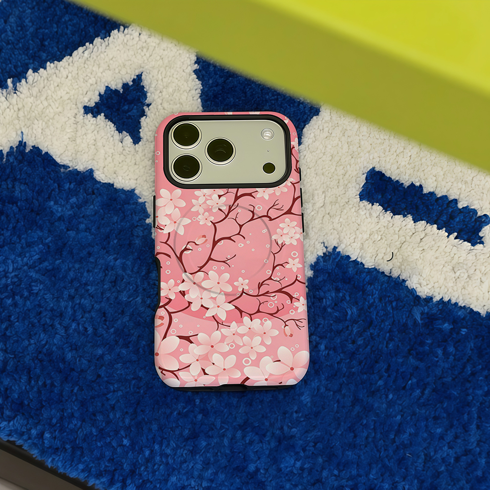 Pink Cherry Blossom Butterflie - Magnetic Phone Case ulasan dan harga