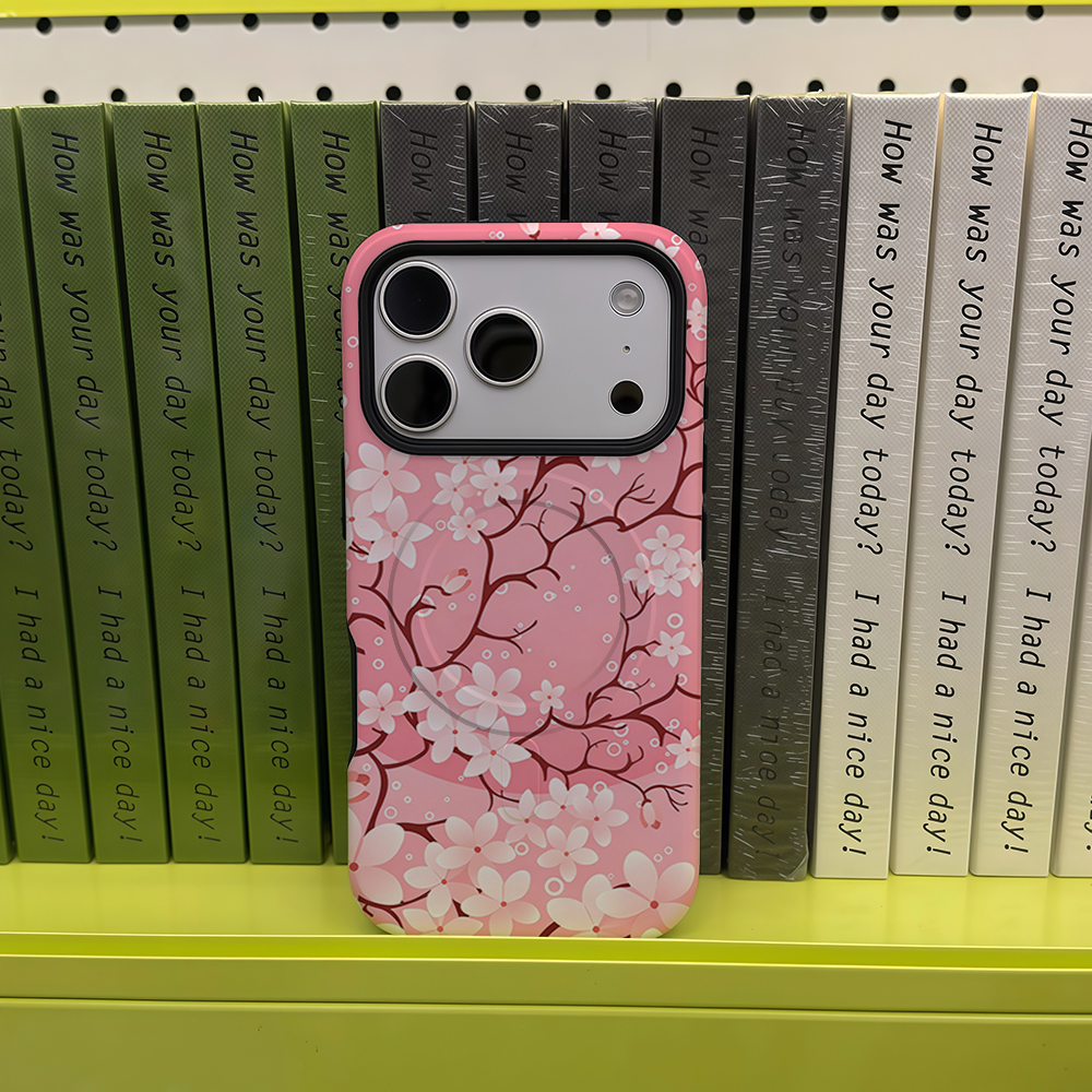 Pink Cherry Blossom Butterflie - Magnetic Phone Case ulasan dan harga