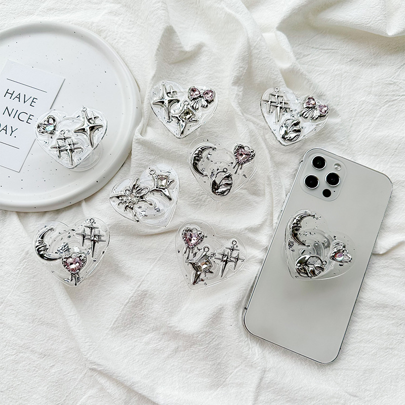 Clear Heart Phone Grip Holder  - Phone Accessories For Girls ulasan dan harga