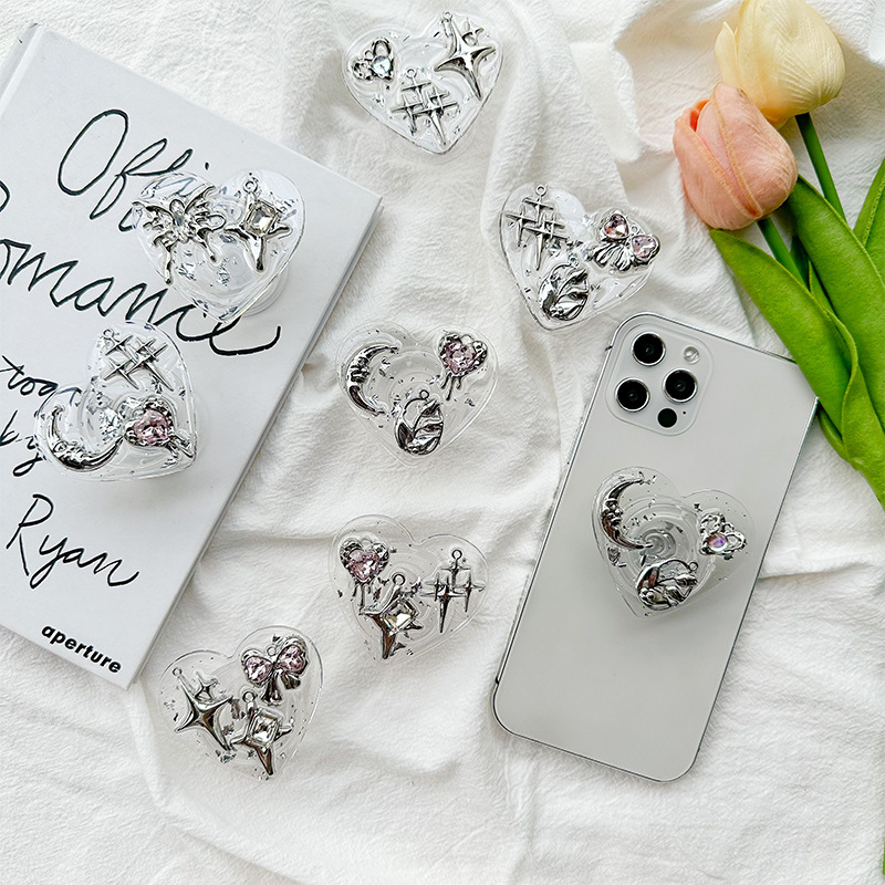 Clear Heart Phone Grip Holder  - Phone Accessories For Girls ulasan dan harga