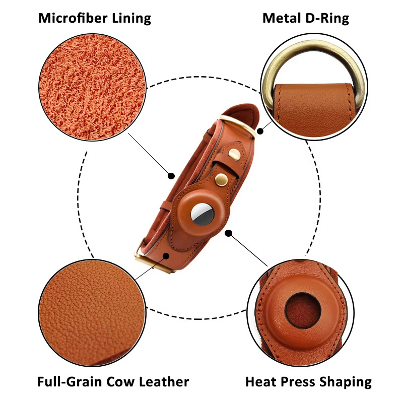 Leather Dog Collar with Tracke - Airtag Holder Case ulasan dan harga
