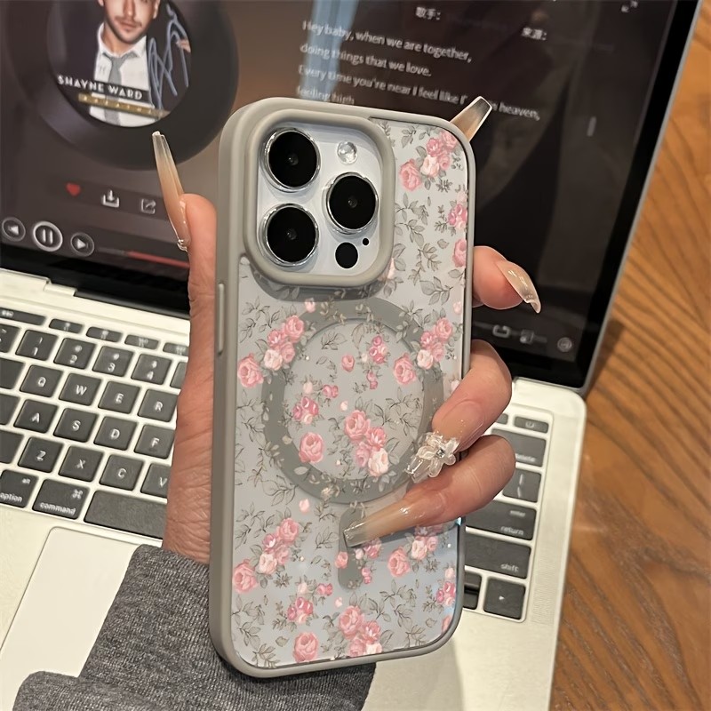Pink Tiny Rose Clear Magnetic  - Magnetic Phone Case ulasan dan harga