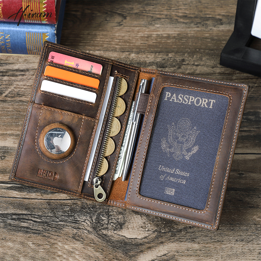 Genuine Cow Leather Passport H - Airtag Holder Case ulasan dan harga