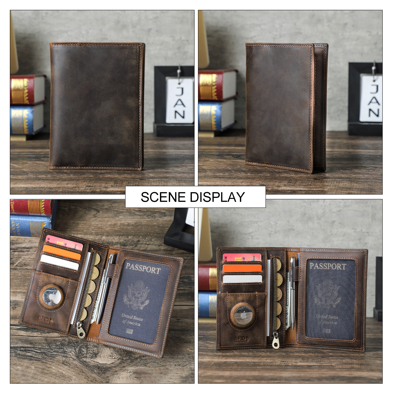 Genuine Cow Leather Passport H - Airtag Holder Case ulasan dan harga