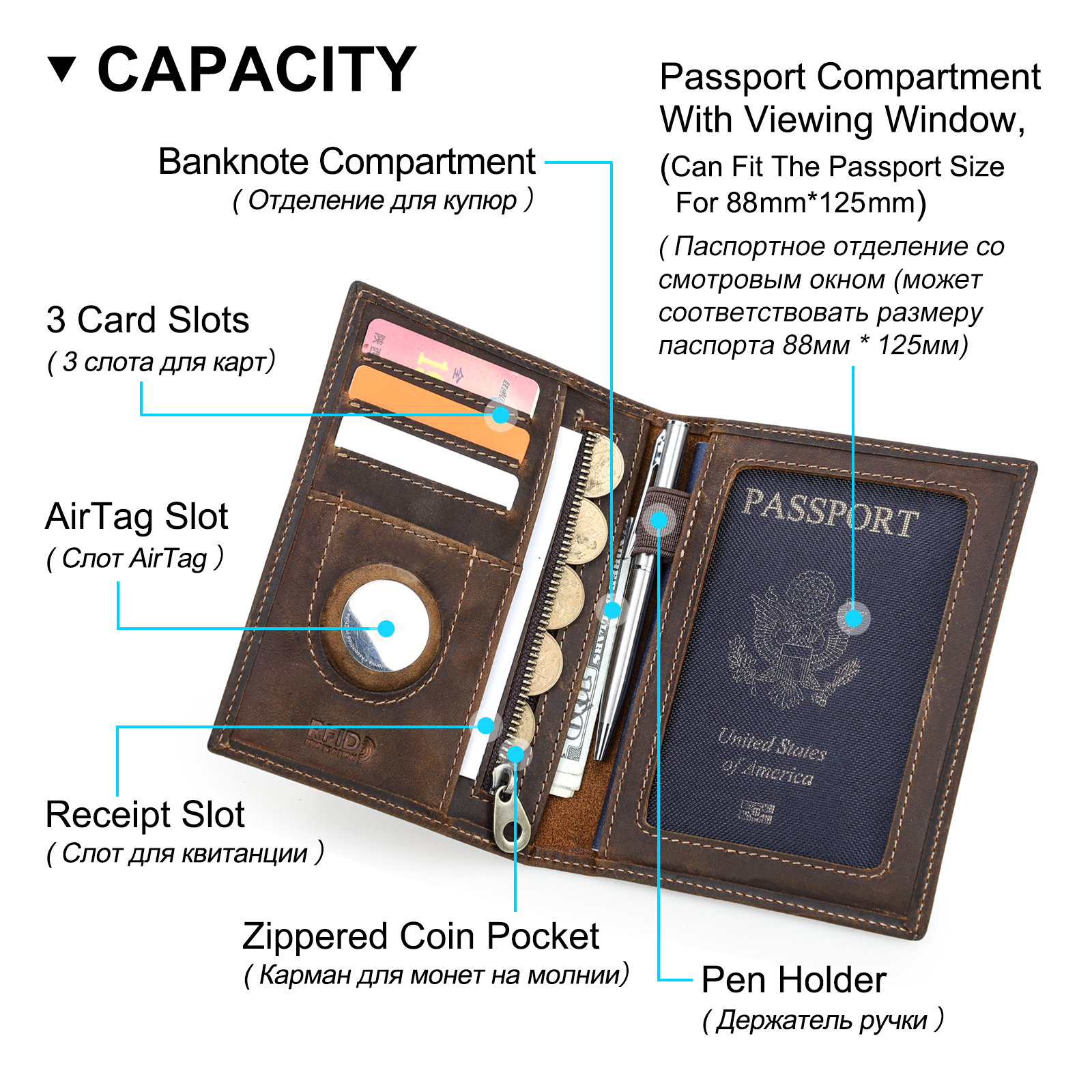 Genuine Cow Leather Passport H - Airtag Holder Case ulasan dan harga